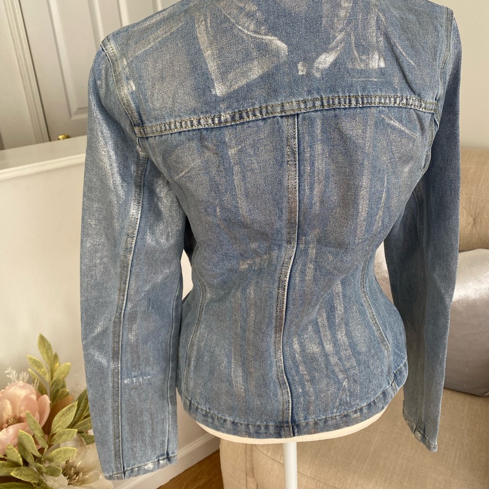 BLANK NYC WOMEN’S DENIM METALLIC OCATED JACKET SIZE S - Picture 12 of 14